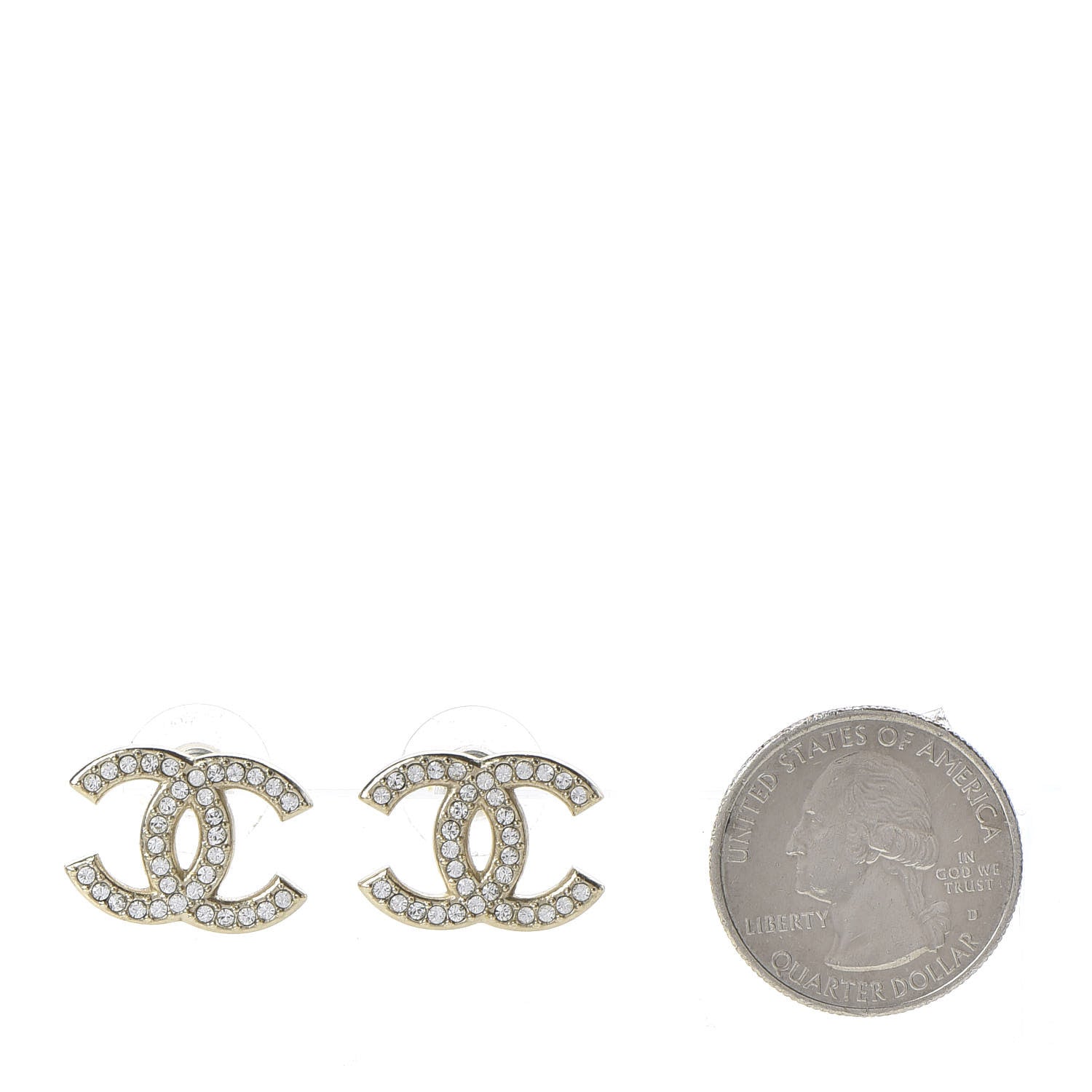 Chanel Crystal CC Earrings Light Gold 2 of 5