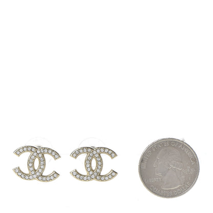 Chanel Crystal CC Earrings Light Gold 2 of 5