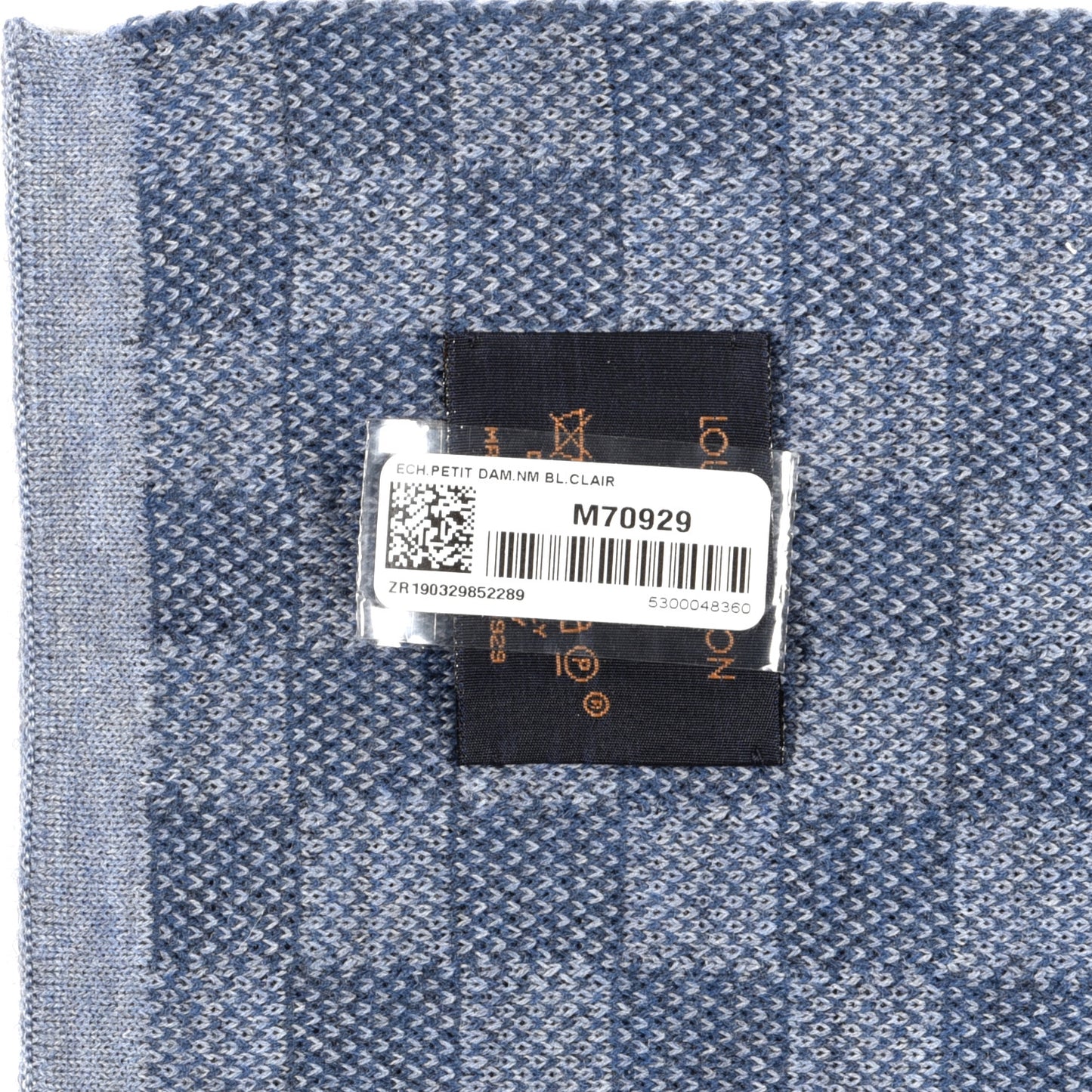 Wool Petit Damier Graphite Scarf Light Blue