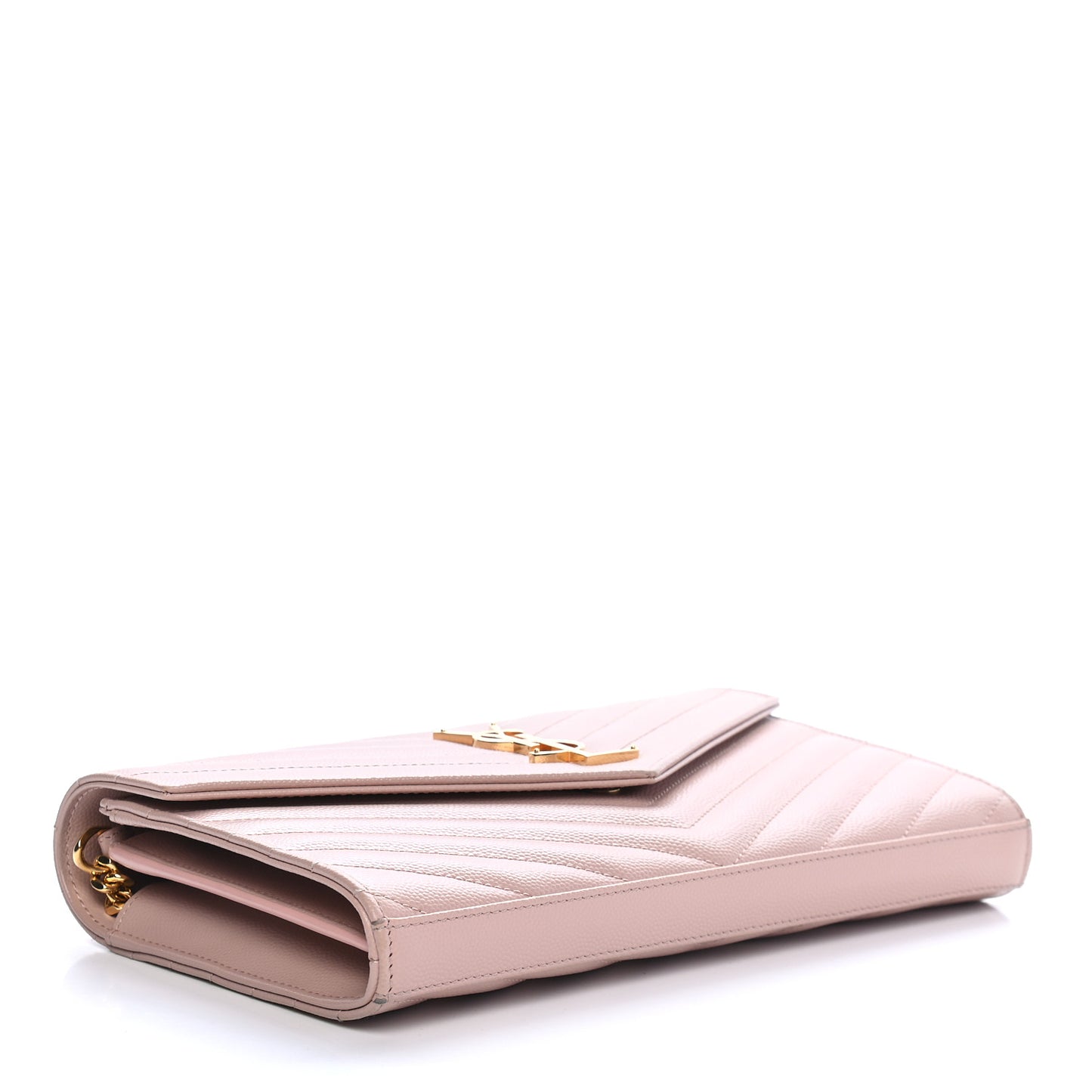 Grain De Poudre Matelasse Chevron Monogram Chain Wallet Pale Pink