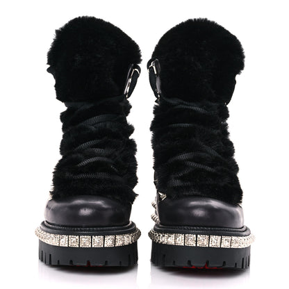 Christian Louboutin Calfskin Studded Shearling Yeti Donna Boots 36 Black 2 of 9