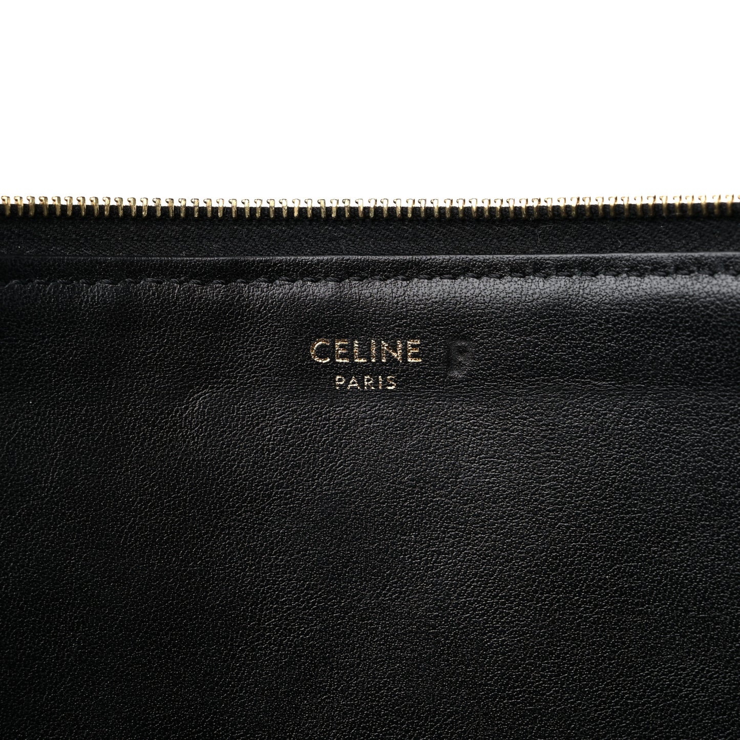 Calfskin Quilted C Charm Pouch Black