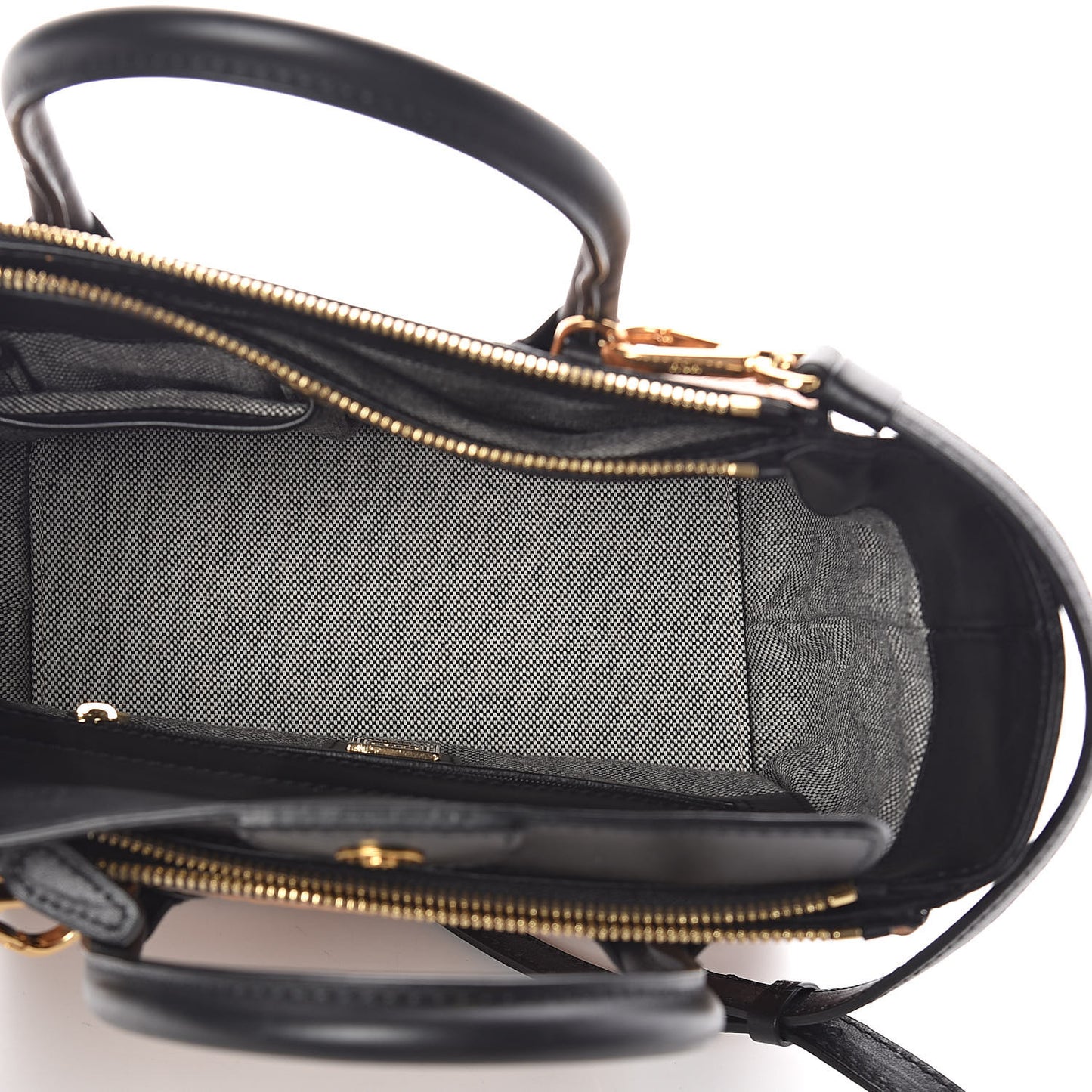 Visetos Small Kathy Double Zip Tote Cognac Black