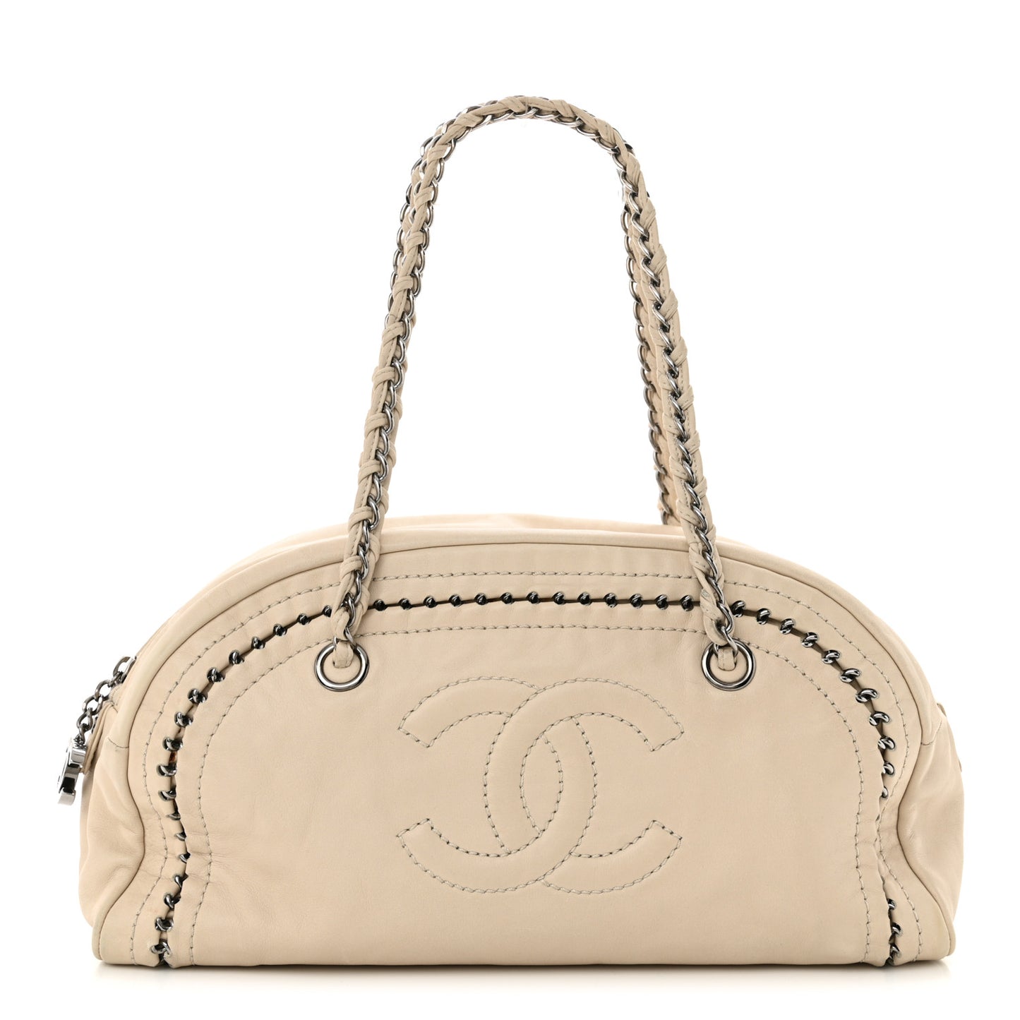Smooth Calfskin Medium Luxe Ligne Bowler Light Beige