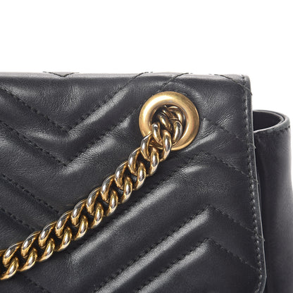 Gucci Calfskin Matelasse Medium GG Marmont Shoulder Bag Black 8 of 11