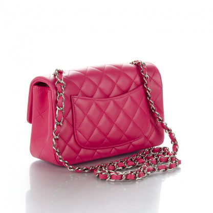 Chanel Lambskin Quilted Mini Rectangular Flap Dark Pink 3 of 11
