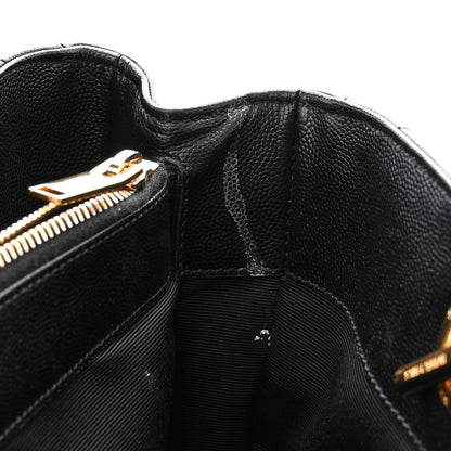 Saint Laurent Grain De Poudre Matelasse Chevron Monogram Shopping Bag Black 17 of 20