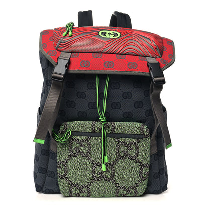 Gucci Jersey GG Monogram All Over Pan Sport Double Buckle Backpack Grey Green Multicolor 1 of 10