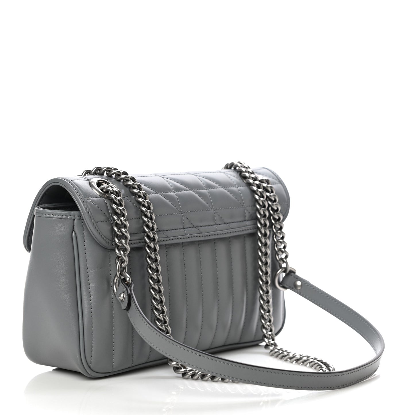 Calfskin Matelasse Aria Small GG Marmont Shoulder Bag Deep Grey