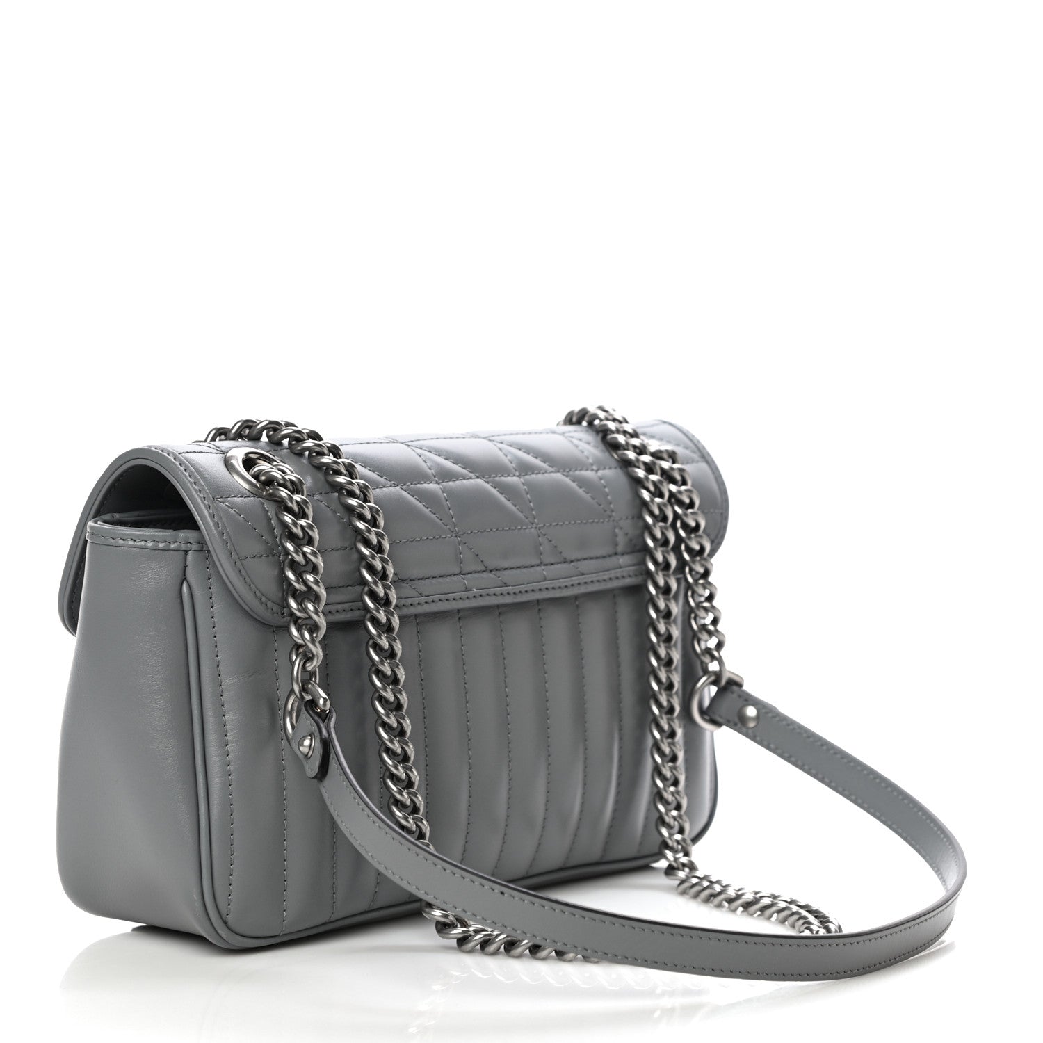 Gucci Calfskin Matelasse Aria Small GG Marmont Shoulder Bag Deep Grey 3 of 11