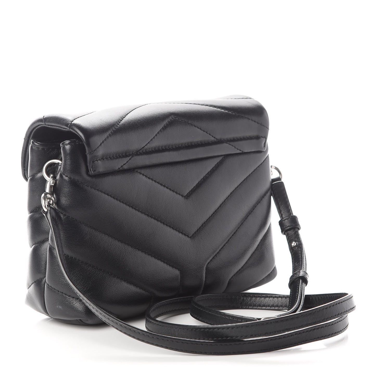 Calfskin Y Quilted Monogram Toy Loulou Crossbody Bag Black