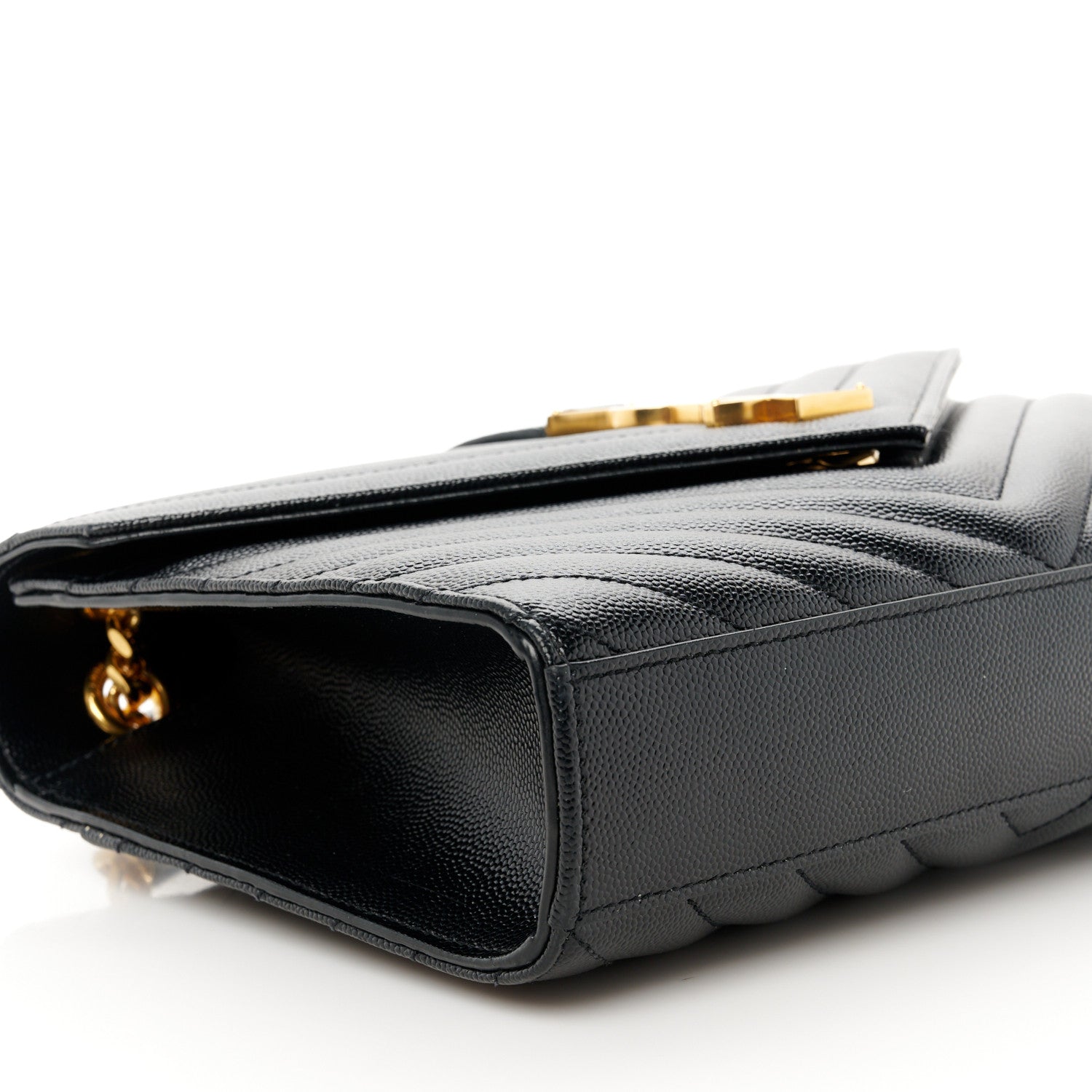 Saint Laurent Grain De Poudre Matelasse Chevron Medium Monogram Satchel Black 10 of 11