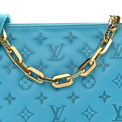 Louis Vuitton Lambskin Embossed Monogram Coussin PM Turquoise 8 of 10