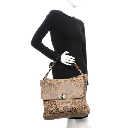 Lanvin Nubuck Leopard Print Large Happy Shoulder Bag 2 of 11