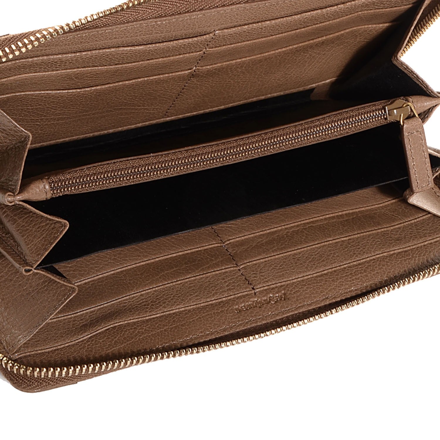 Saint Laurent Calfskin Muse Zip Around Wallet Dark Beige 5 of 9