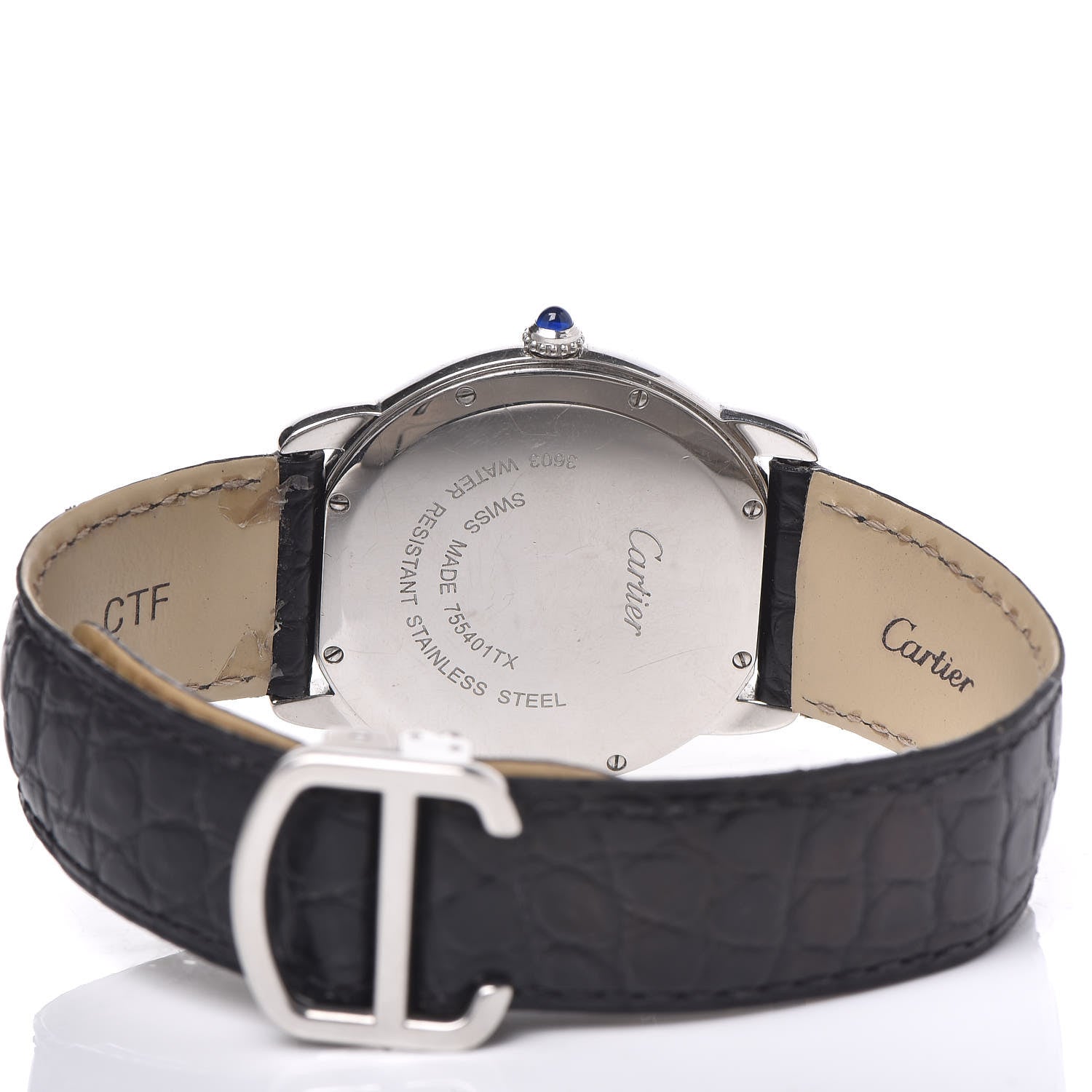 Cartier Stainless Steel Alligator 36mm Ronde Solo Quartz Watch 5 of 8