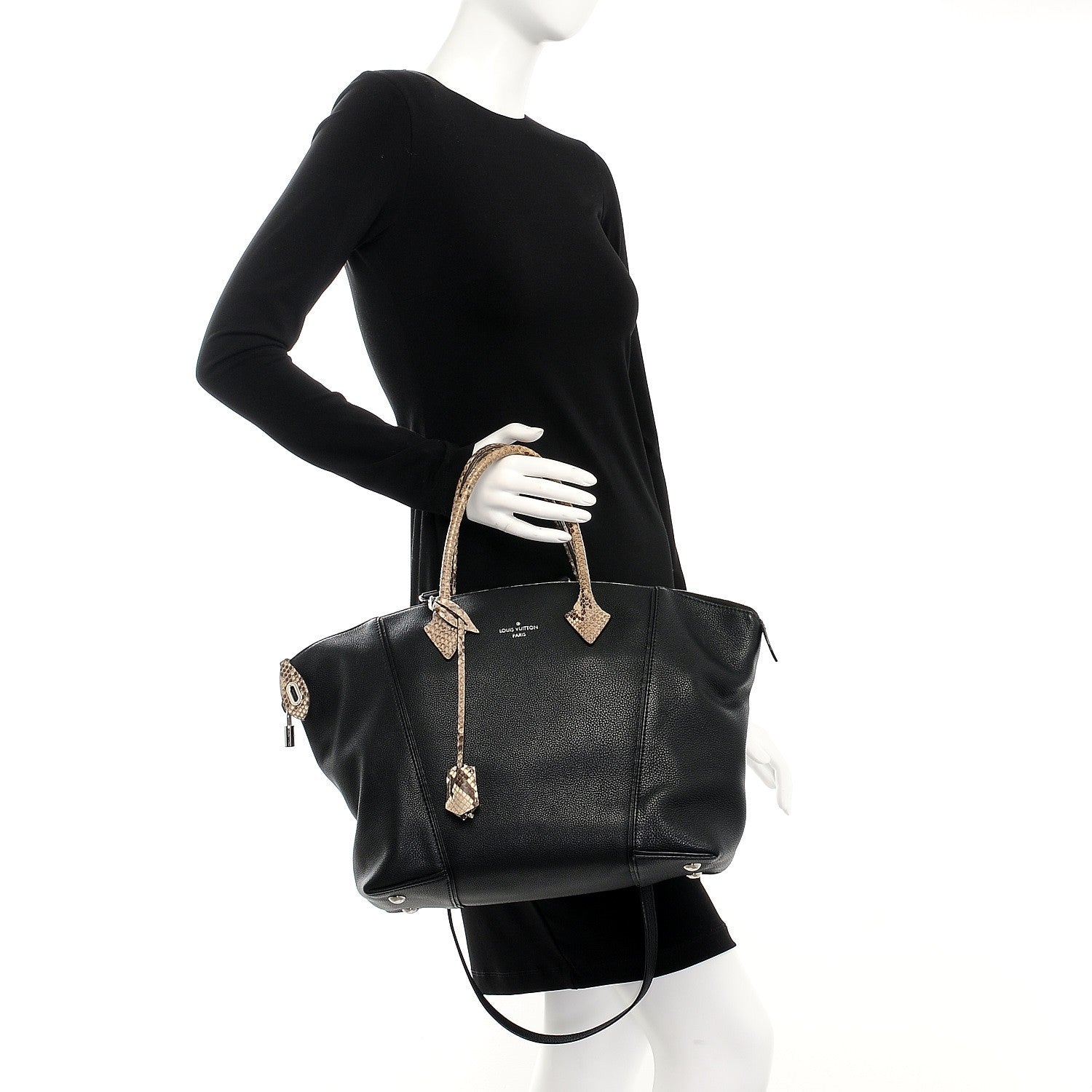 Louis Vuitton Veau Cachemire Python Soft Lockit MM Black 3 of 13