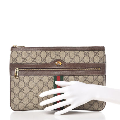 Gucci GG Supreme Monogram Large Ophidia Pouch Clutch Brown 2 of 11