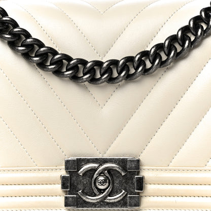 Chanel Calfskin Chevron Quilted Medium Boy Flap Ivory 8 of 18