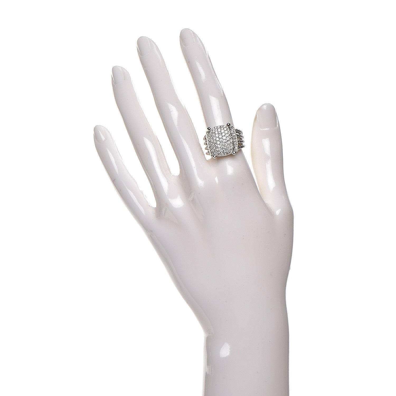 David Yurman Sterling Silver Diamond 16mm Wheaton Ring 54 7 2 of 6