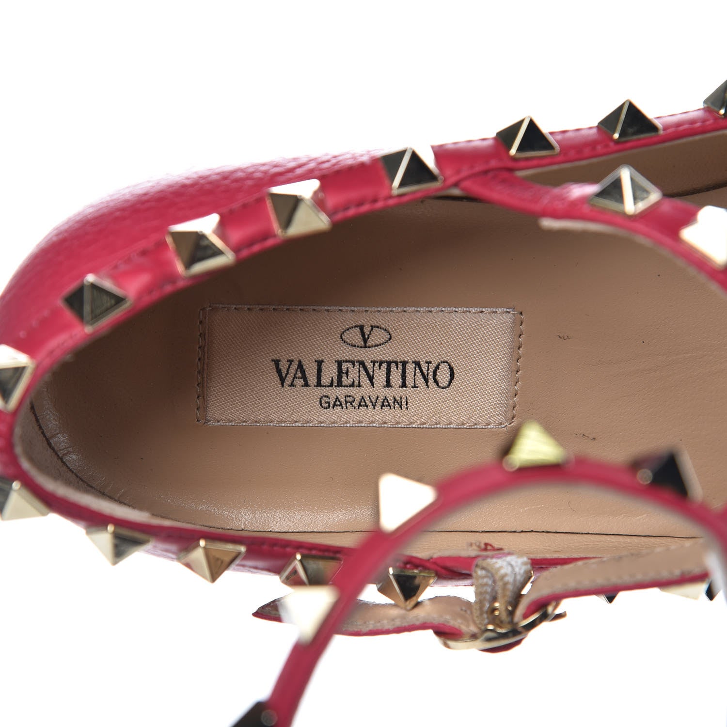 Valentino Garavani Pebble Calfskin Rockstud Cage Ballerina Flats 35.5 Deep Fuxia 7 of 13