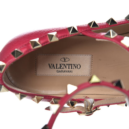 Valentino Garavani Pebble Calfskin Rockstud Cage Ballerina Flats 35.5 Deep Fuxia 7 of 13