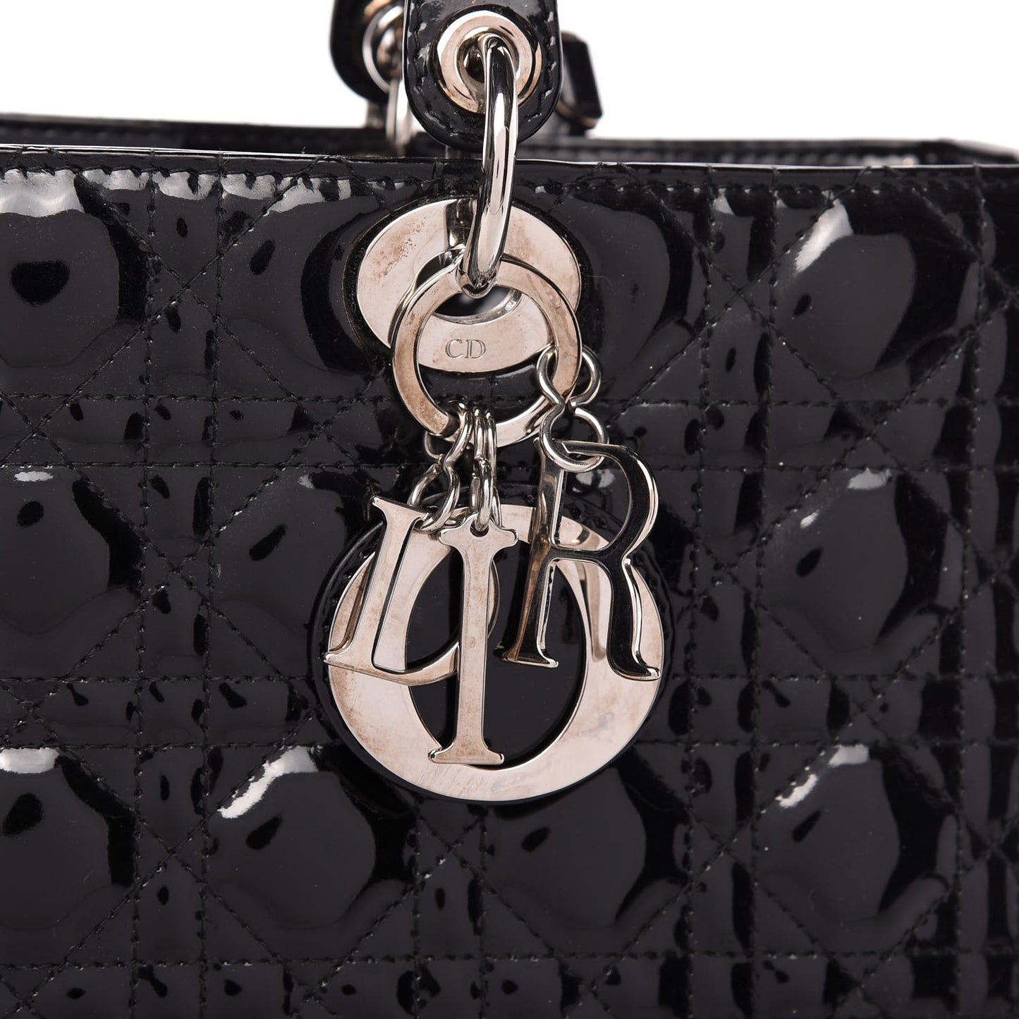 Patent Cannage Large Lady Dior Black