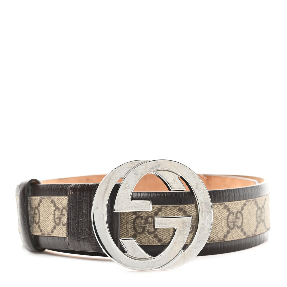 Authentic GUCCI Brown Monogram Canvas Gold double G Buckle Belt 85/34 Authentic GUCCI Brown Monogram Canvas Gold double G Buckle  main image 2