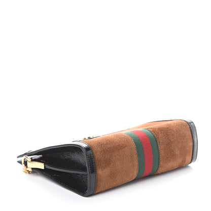 Gucci Suede Patent Web Small Ophidia Chain Shoulder Bag Nocciola Black 3 of 8