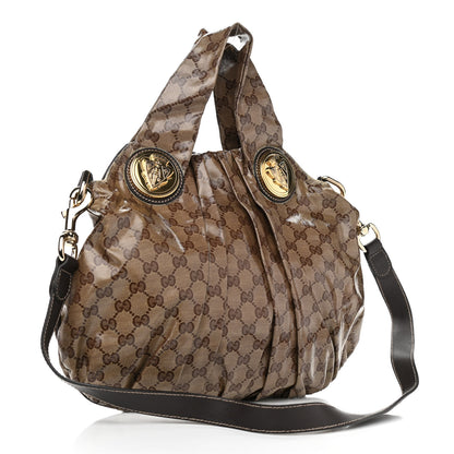 Gucci Crystal Monogram Small Hysteria Tote Dark Brown 3 of 12