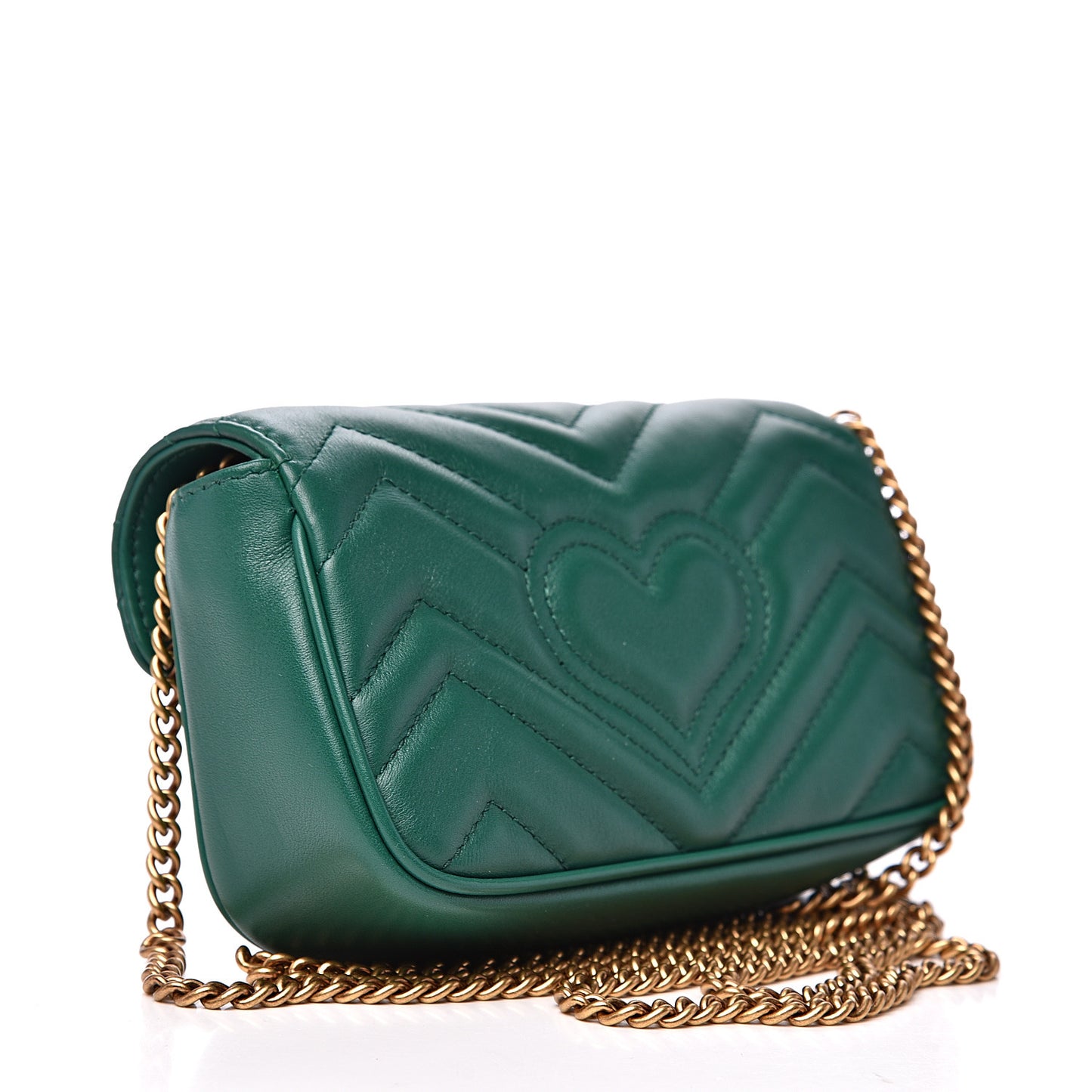 Calfskin Matelasse Super Mini GG Marmont Shoulder Bag Emerald Green