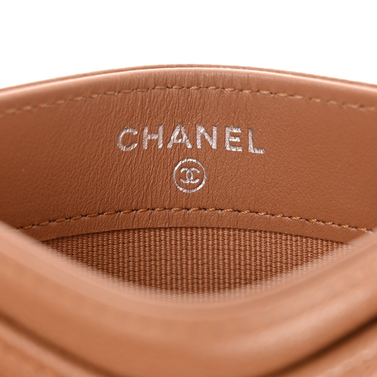 Chanel Caviar Quilted Card Holder Dark Beige 6 of 8