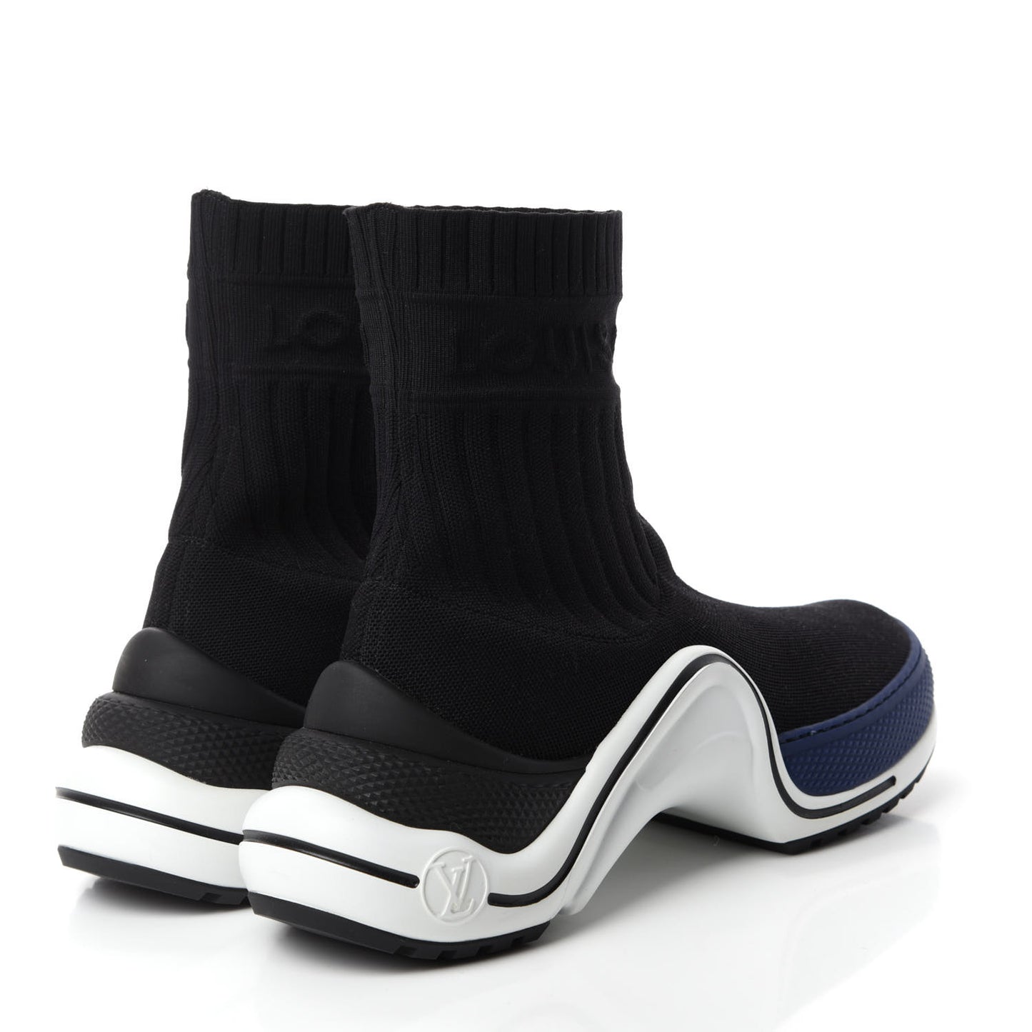 Stretch Textile LV Archlight Sneaker Boots 38 Black Blue