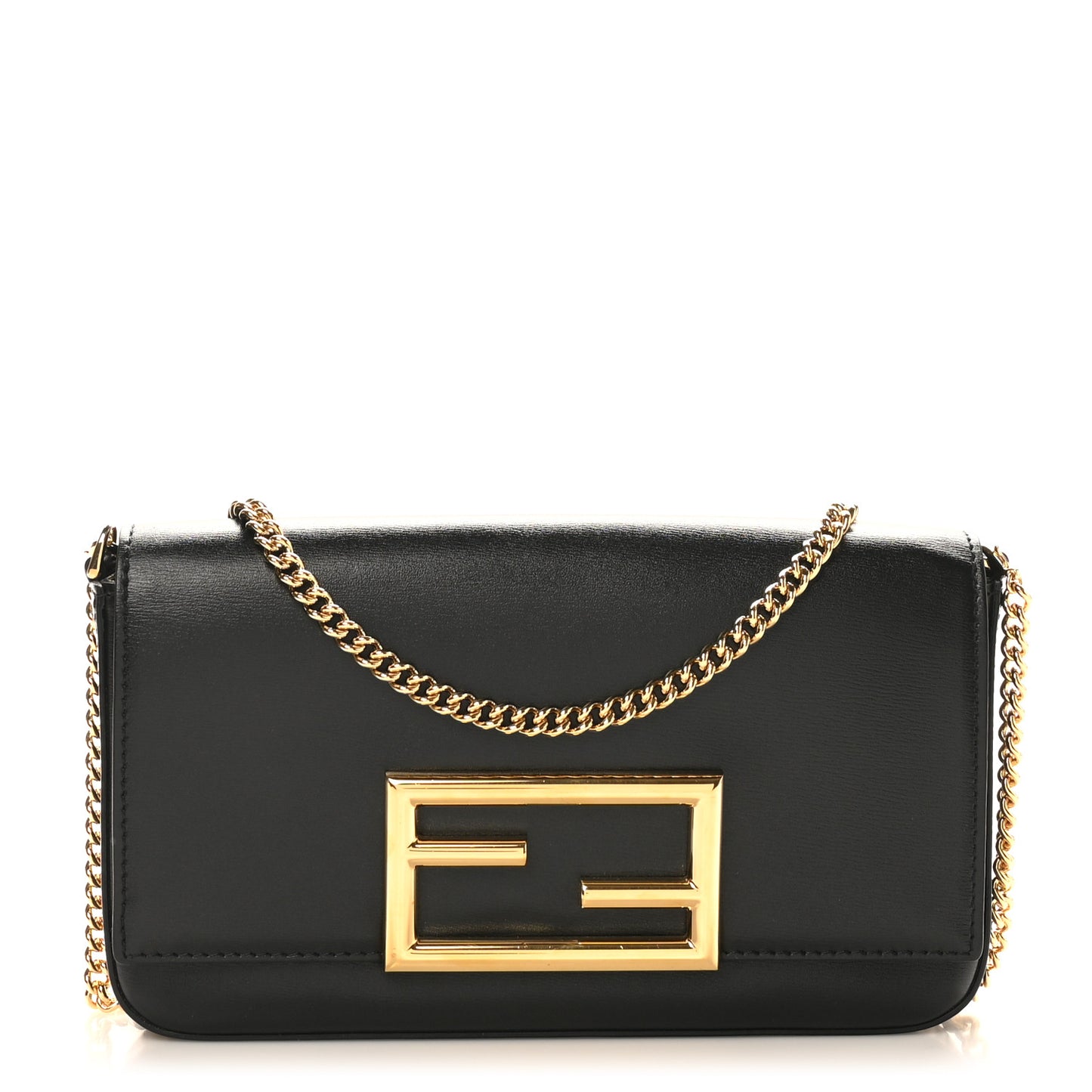 Vitello Palmellato Wallet on Chain with Pouches Black
