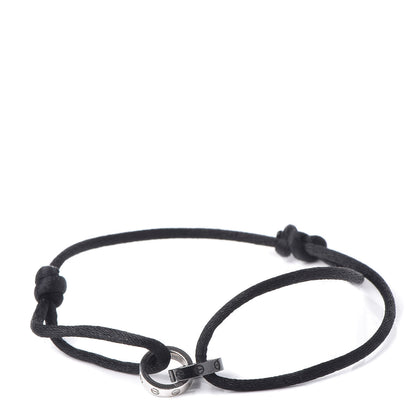 Cartier 18K White Gold Ceramic 4 Diamond LOVE Cord Bracelet Black 1 of 5