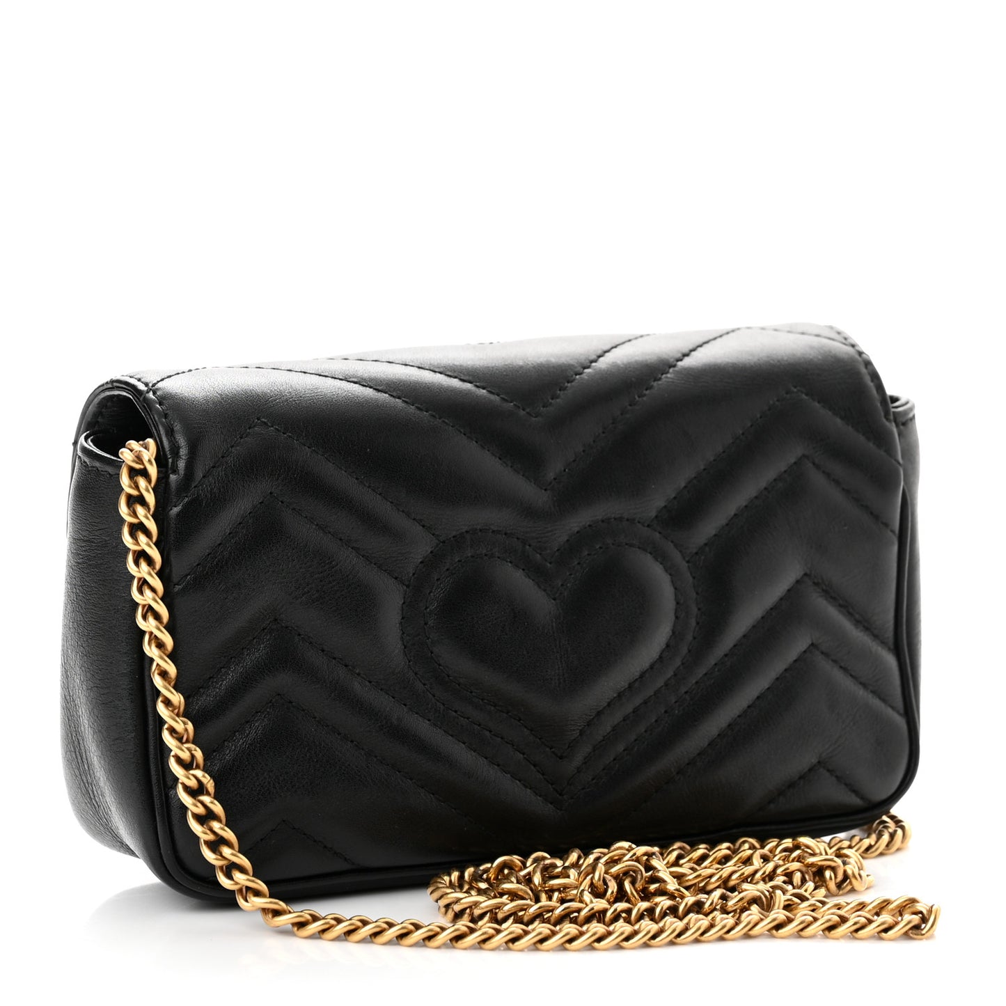 Calfskin Matelasse Super Mini GG Marmont Shoulder Bag Black