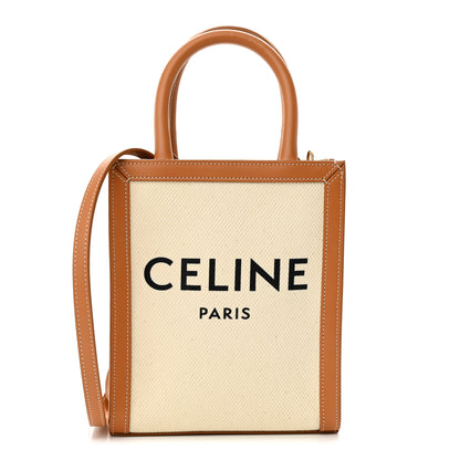 Celine Canvas Calfskin Mini Vertical Cabas Natural Tan 1 of 9