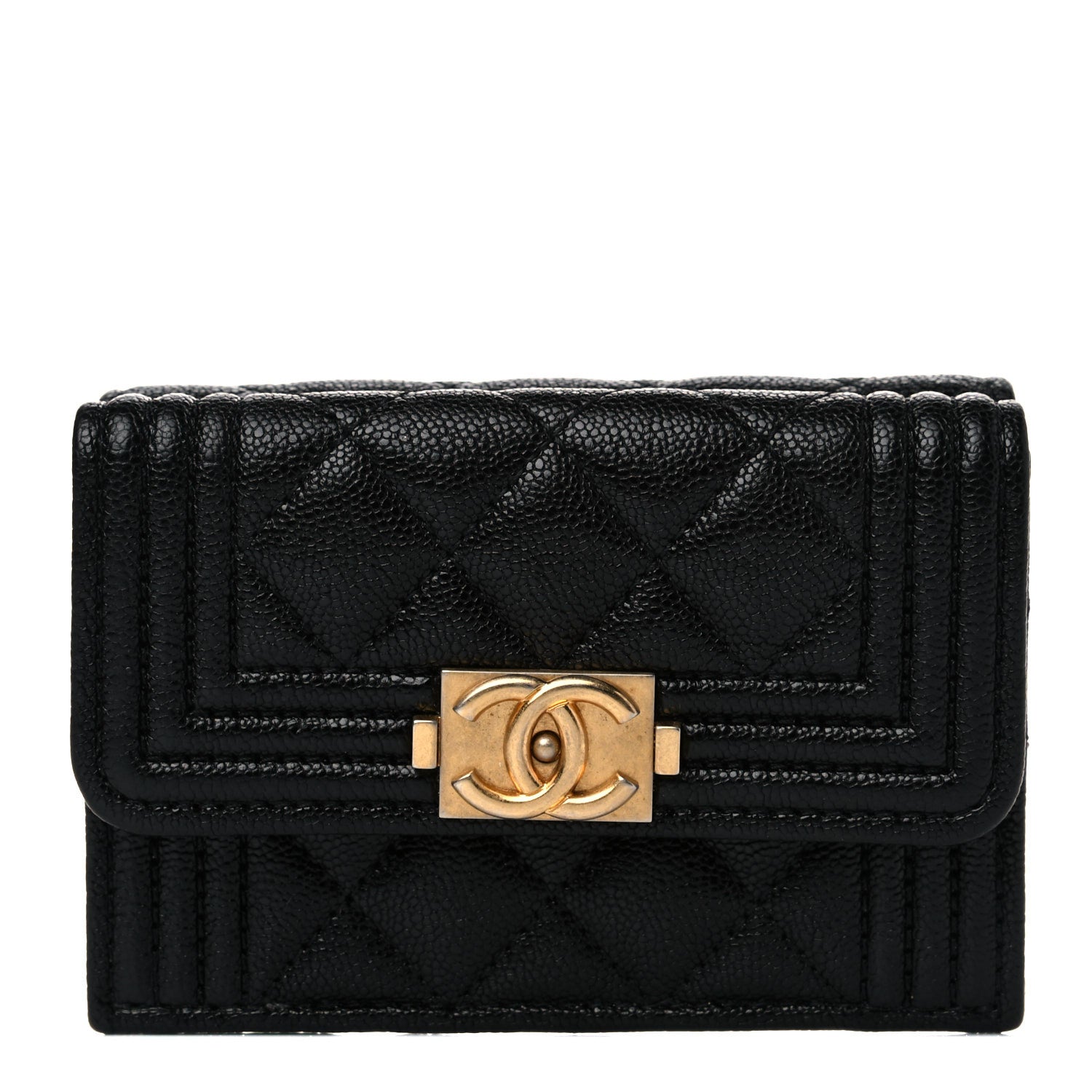 Chanel Caviar Quilted Small Boy Flap Wallet Black 1 of 11