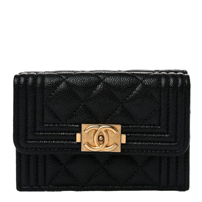 Chanel Caviar Quilted Small Boy Flap Wallet Black 1 of 11