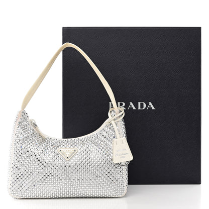 Prada Satin Crystal Mini Re-Edition 2000 Bag White 15 of 15