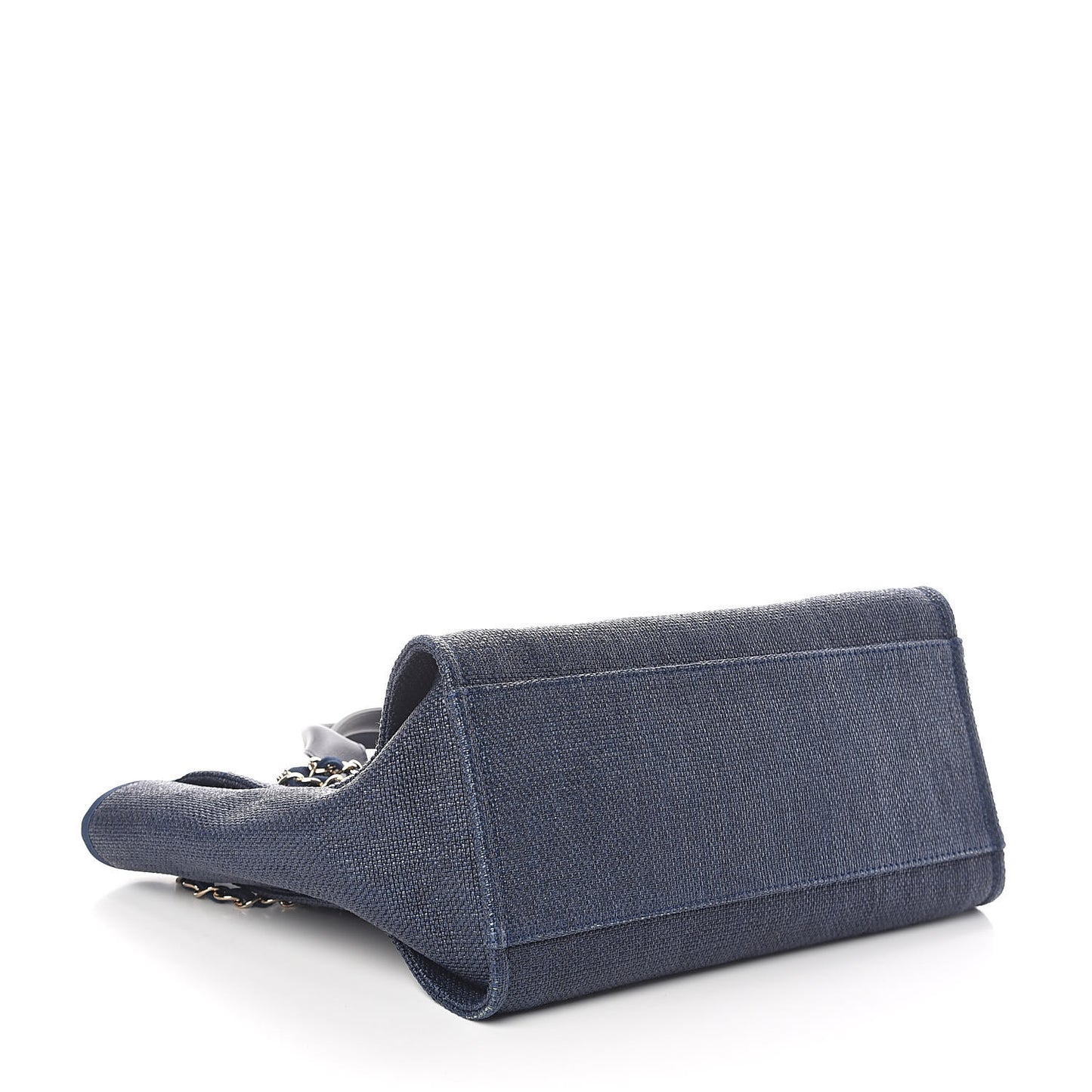 Woven Straw Raffia Large Deauville Tote Dark Blue