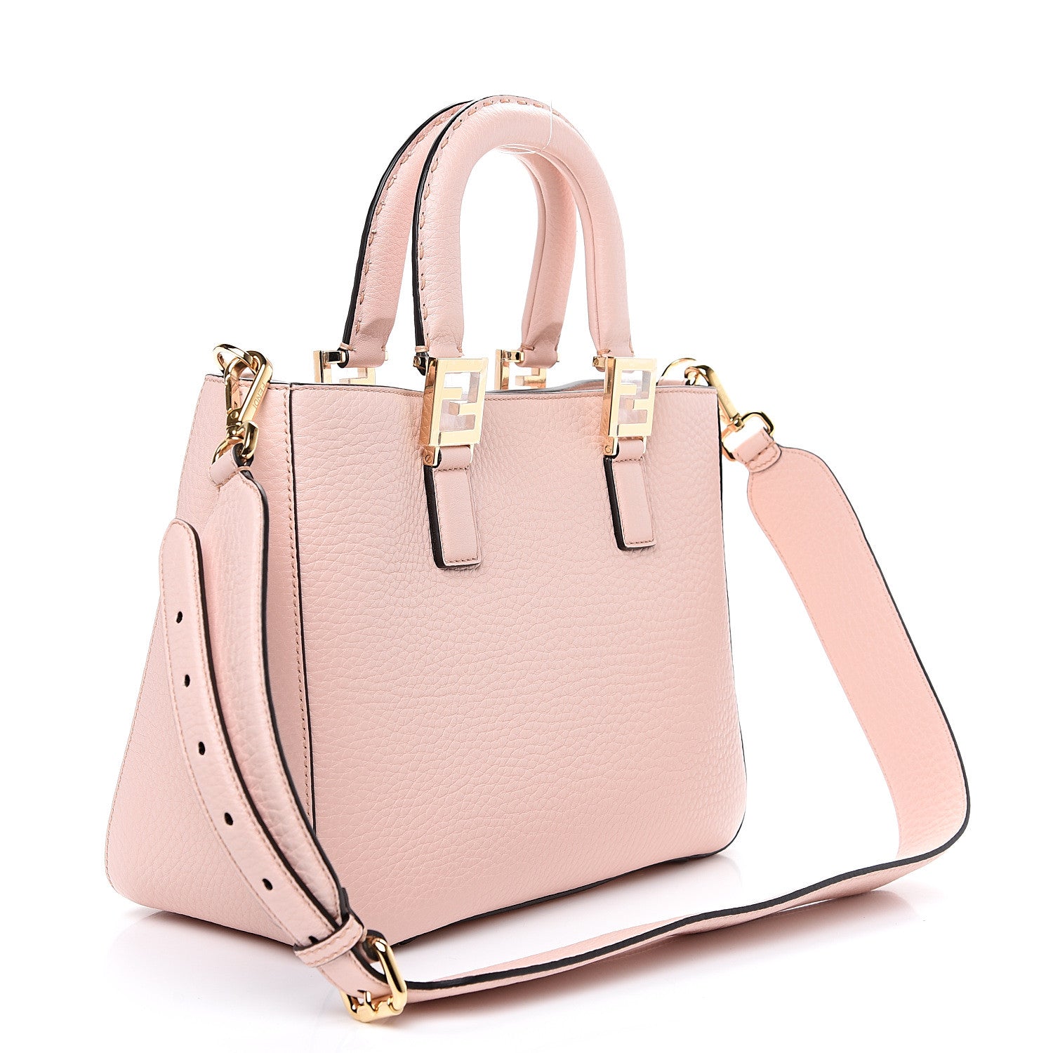 Fendi Cuoio Romano Selleria Small FF Tote Cipria 2 of 8