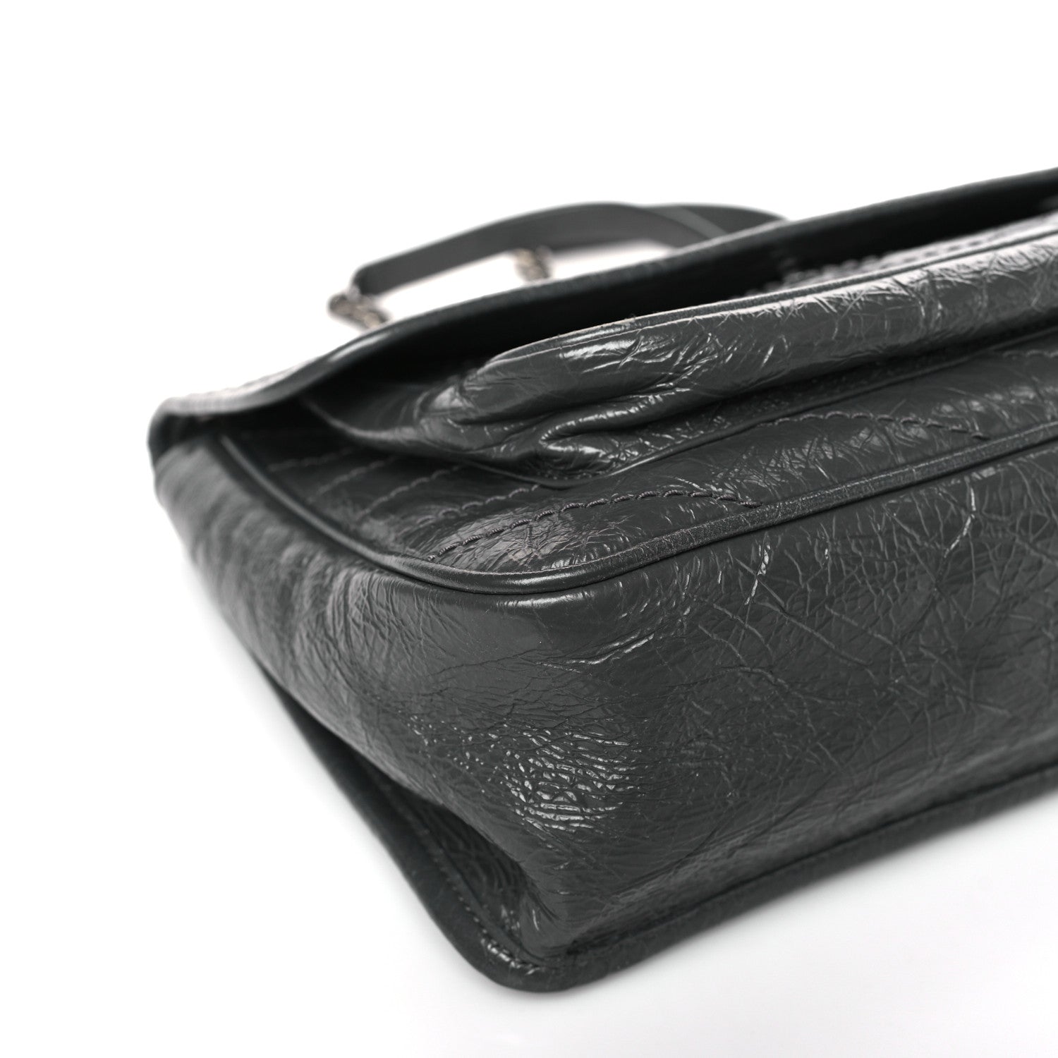 Saint Laurent Crinkled Calfskin Matelasse Monogram Medium Niki Chain Satchel Storm 8 of 10