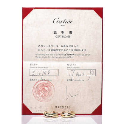 Cartier 18K Pink Yellow White Gold 6.5mm Trinity Hoop Clip-On Earrings 6 of 6