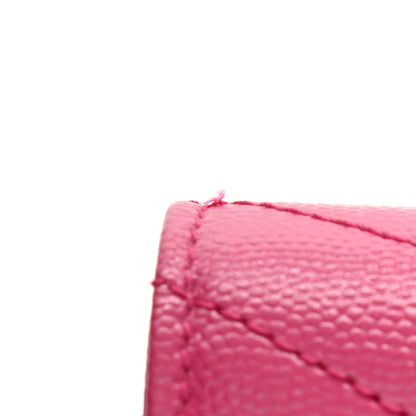 Saint Laurent Grain De Poudre Matelasse Chevron Monogram Envelope Chain Wallet Fresh Fuchsia 9 of 10