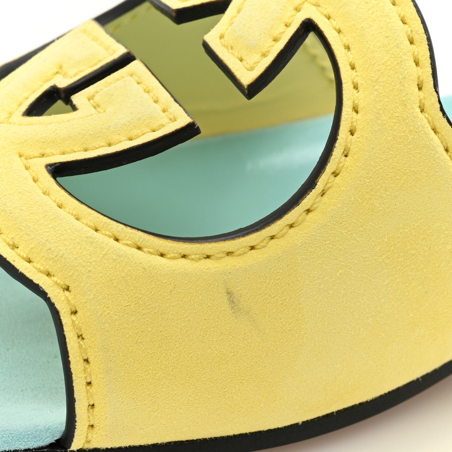 Kid Scamosciato Interlocking G Cut Out Slide Sandals 38.5 Banana