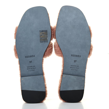 Hermes Woolskin Oran Sandals 37 Rose Aube 4 of 4