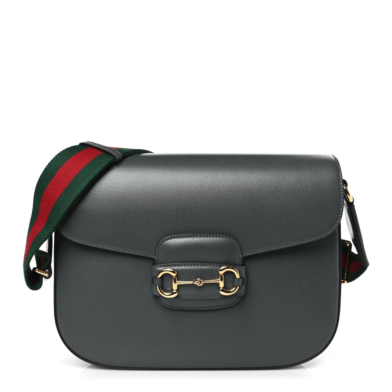 Gucci Azalea Calfskin Web Horsebit 1955 Shoulder Bag Graphite Grey 1 of 8