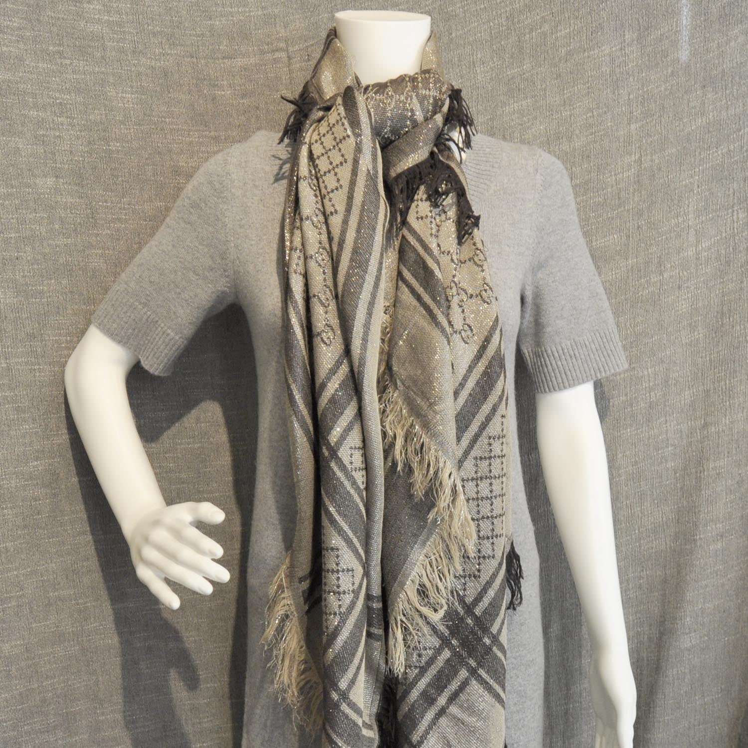 Gucci Wool Silk Monogram Shawl 4 of 8