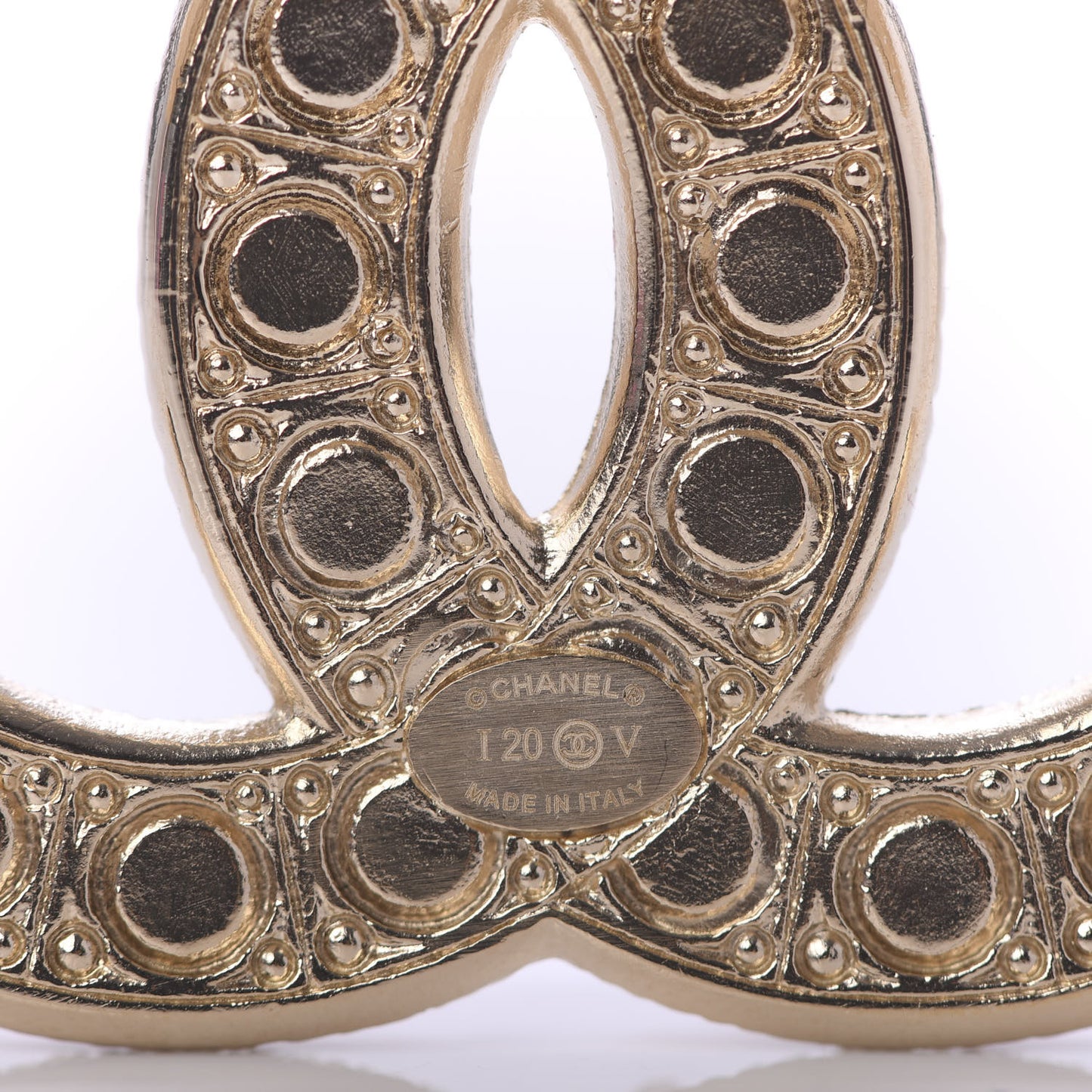 Pearl Crystal CC Brooch Gold